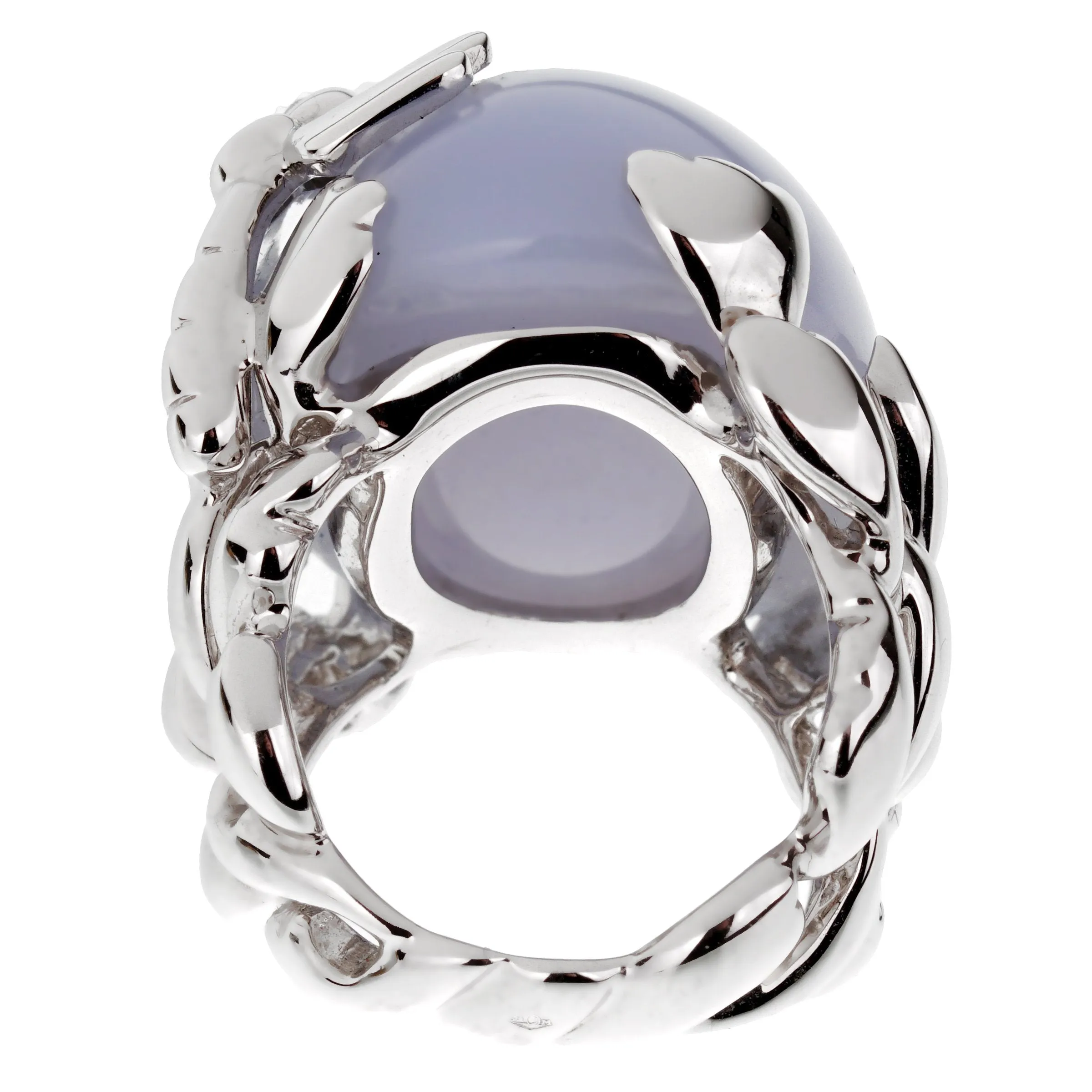Christian Dior 40ct Blue Chalcedony Diamond Gold Cocktail Ring Sz 6