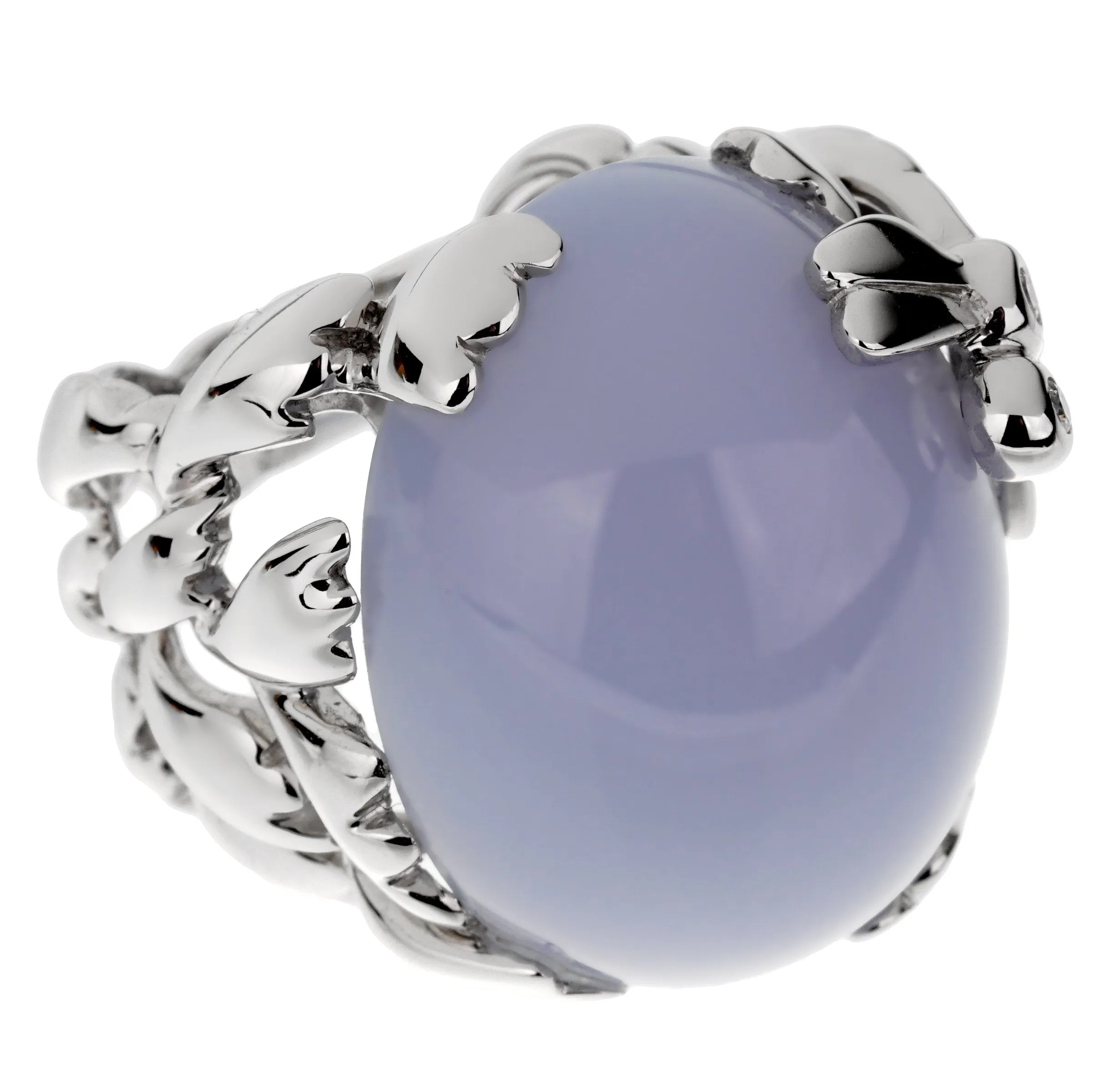 Christian Dior 40ct Blue Chalcedony Diamond Gold Cocktail Ring Sz 6