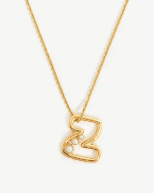Chubby Pearl Initial Pendant Necklace  - Initial Z | 18k Gold Vermeil/Pearl