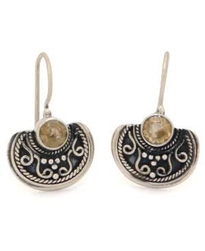 Citrine Gemstone and Sterling Silver Disk Earrings