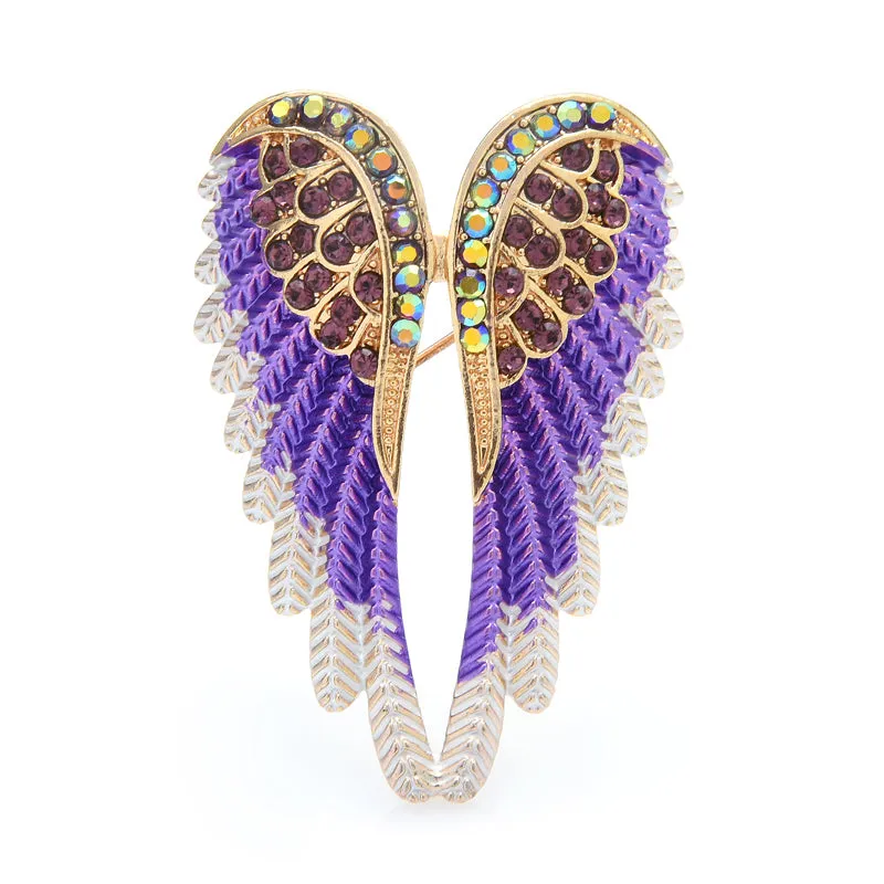 Classic Rhinestone Angel Wings Brooch Pins 3 Colors