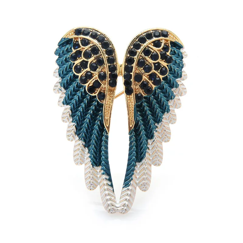 Classic Rhinestone Angel Wings Brooch Pins 3 Colors