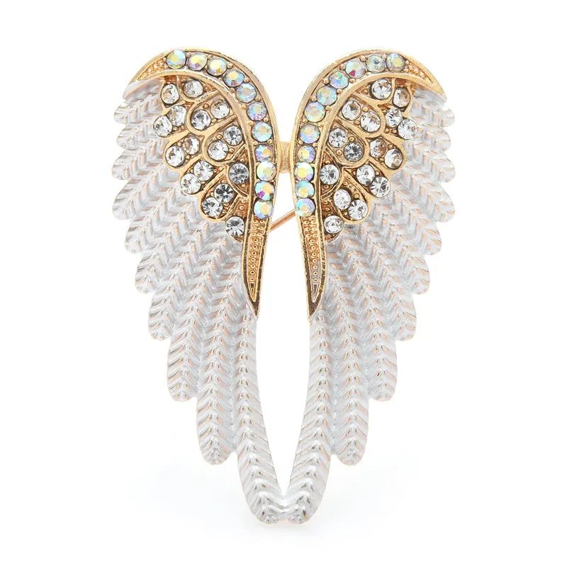Classic Rhinestone Angel Wings Brooch Pins 3 Colors