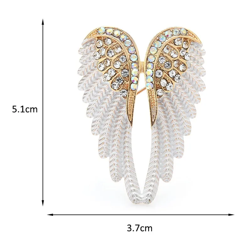 Classic Rhinestone Angel Wings Brooch Pins 3 Colors