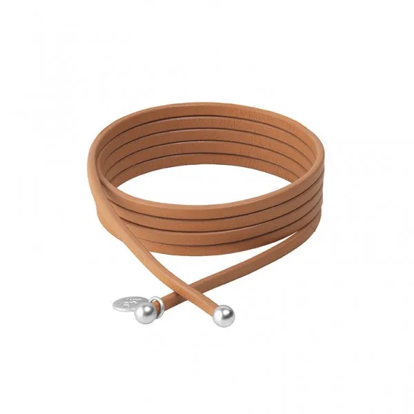 Connection Bracelet In Cognac Leather With Silver Plated Brass