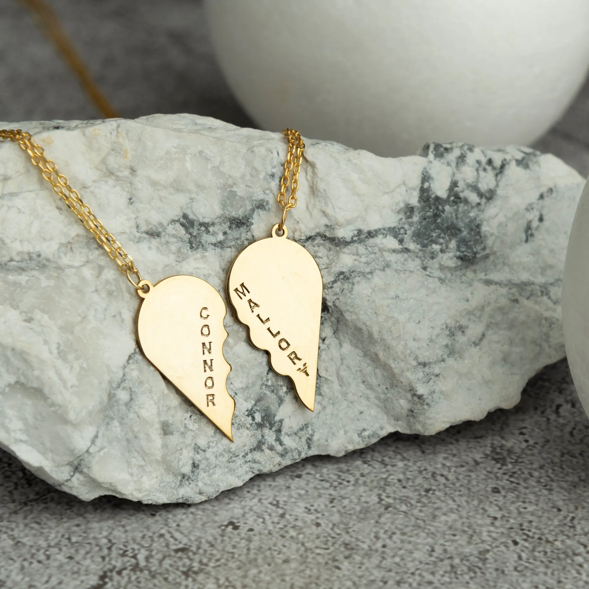 Custom Couple Half Broken Heart Set Necklace