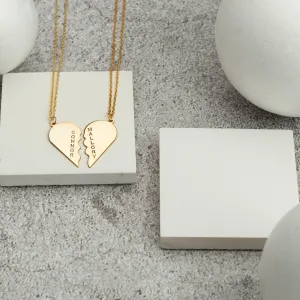 Custom Couple Half Broken Heart Set Necklace