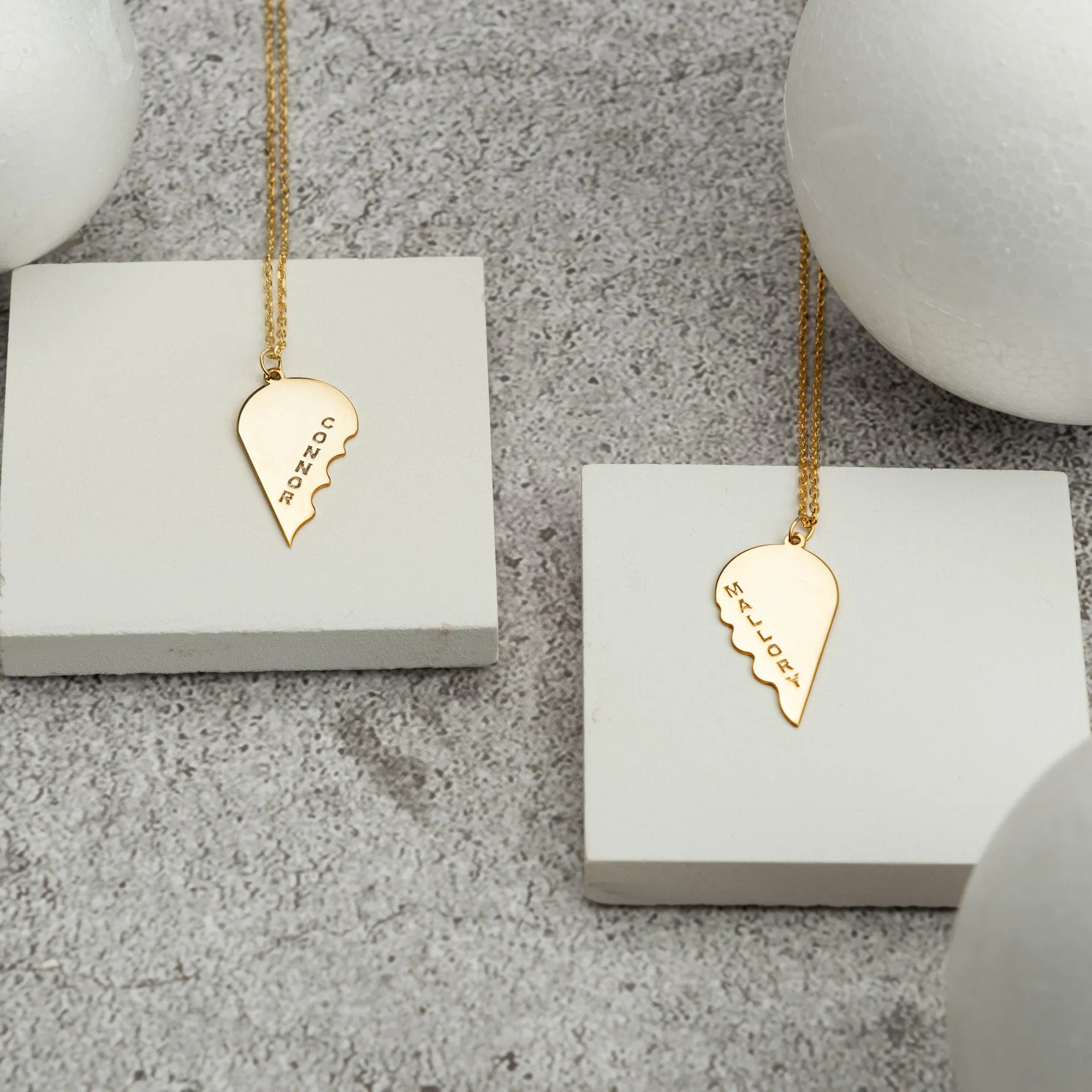 Custom Couple Half Broken Heart Set Necklace