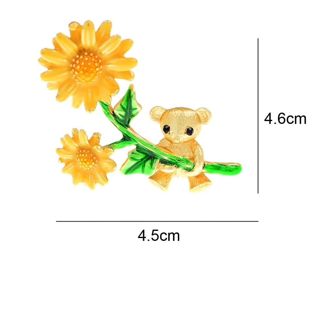 Cute Bear Swing Brooch Kitty Pin Animal Fashion Jewelry