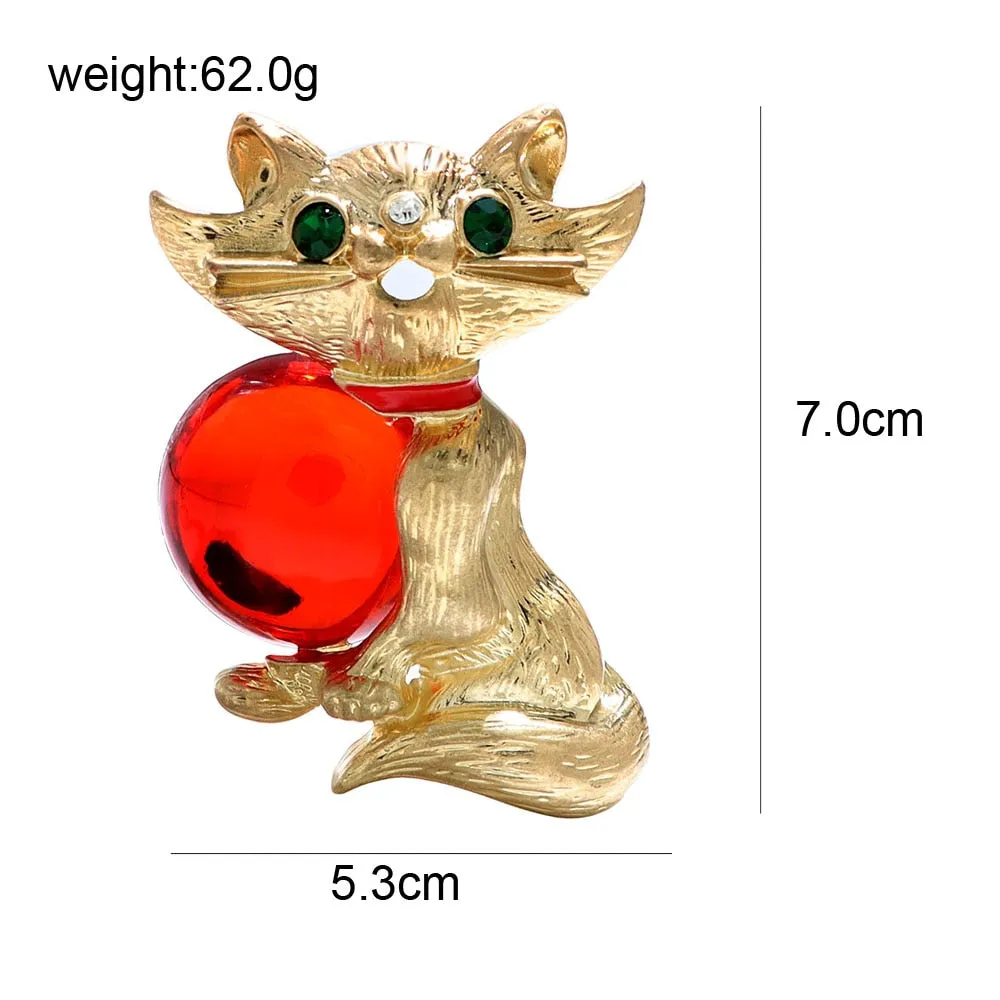 Cute Green Eye Large Cat Brooch Vintage Fashion Animal Pin Coat Accessories