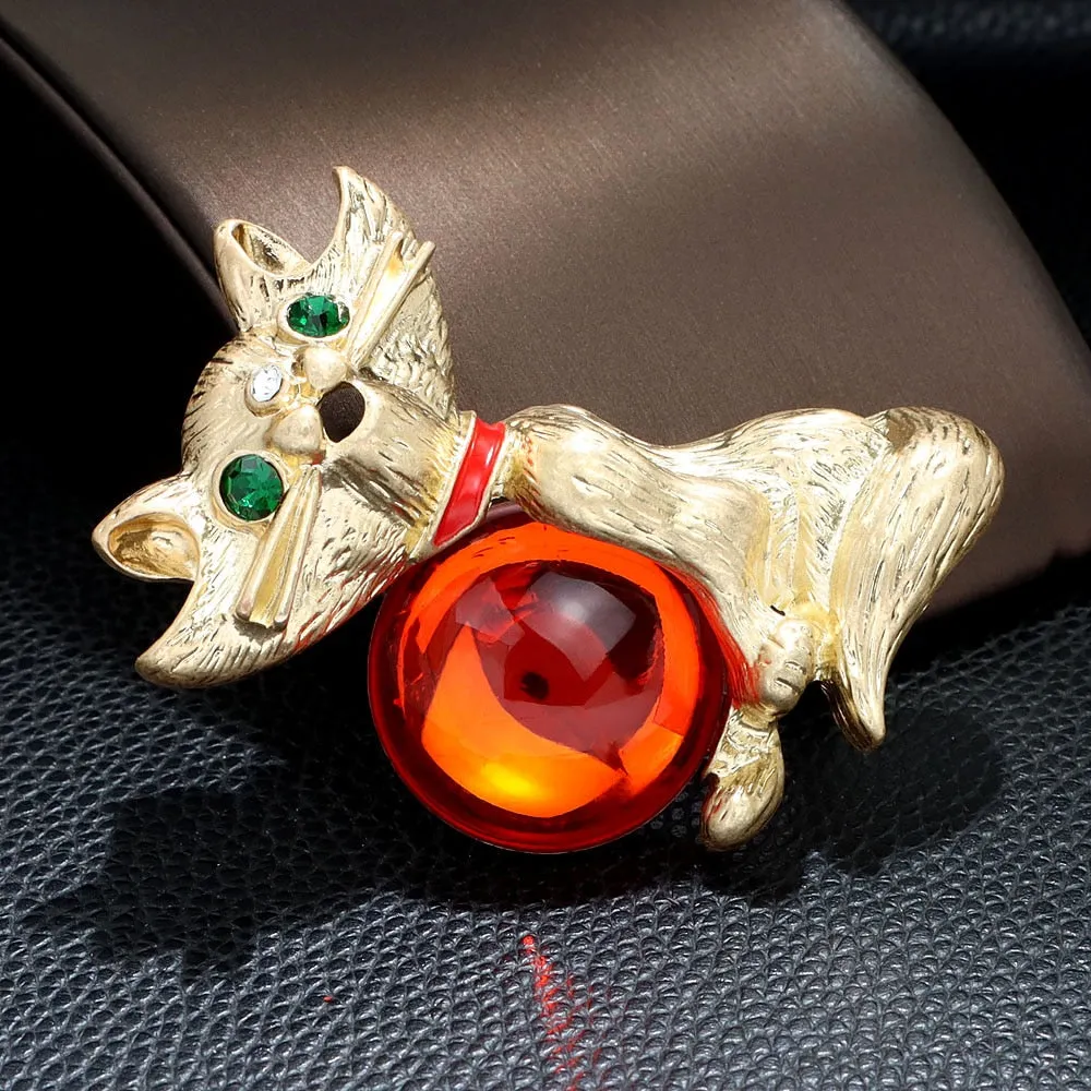 Cute Green Eye Large Cat Brooch Vintage Fashion Animal Pin Coat Accessories