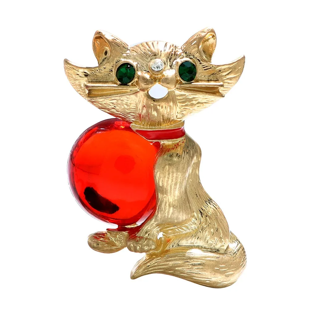 Cute Green Eye Large Cat Brooch Vintage Fashion Animal Pin Coat Accessories