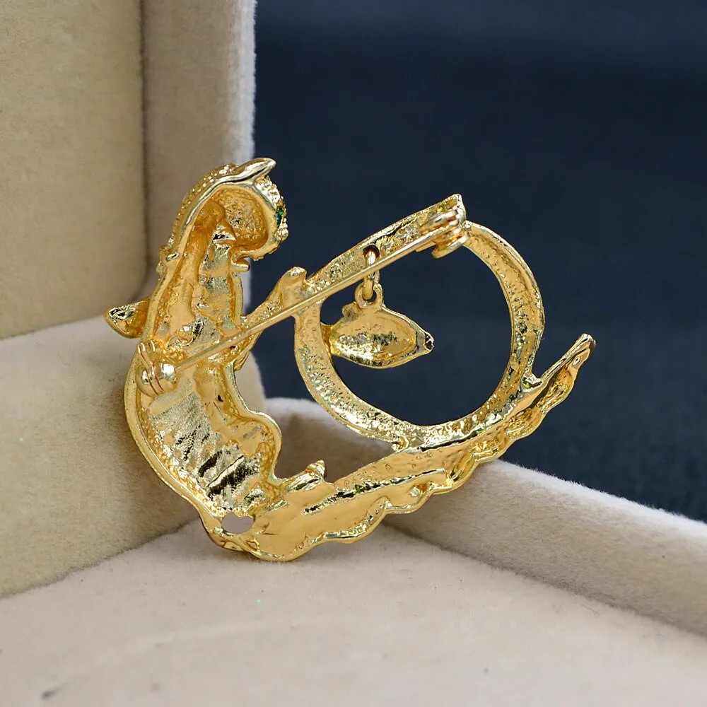 Cute Rhinestone Cat Brooch Kids Animal Pin Fish Jewelry Winter Accessories