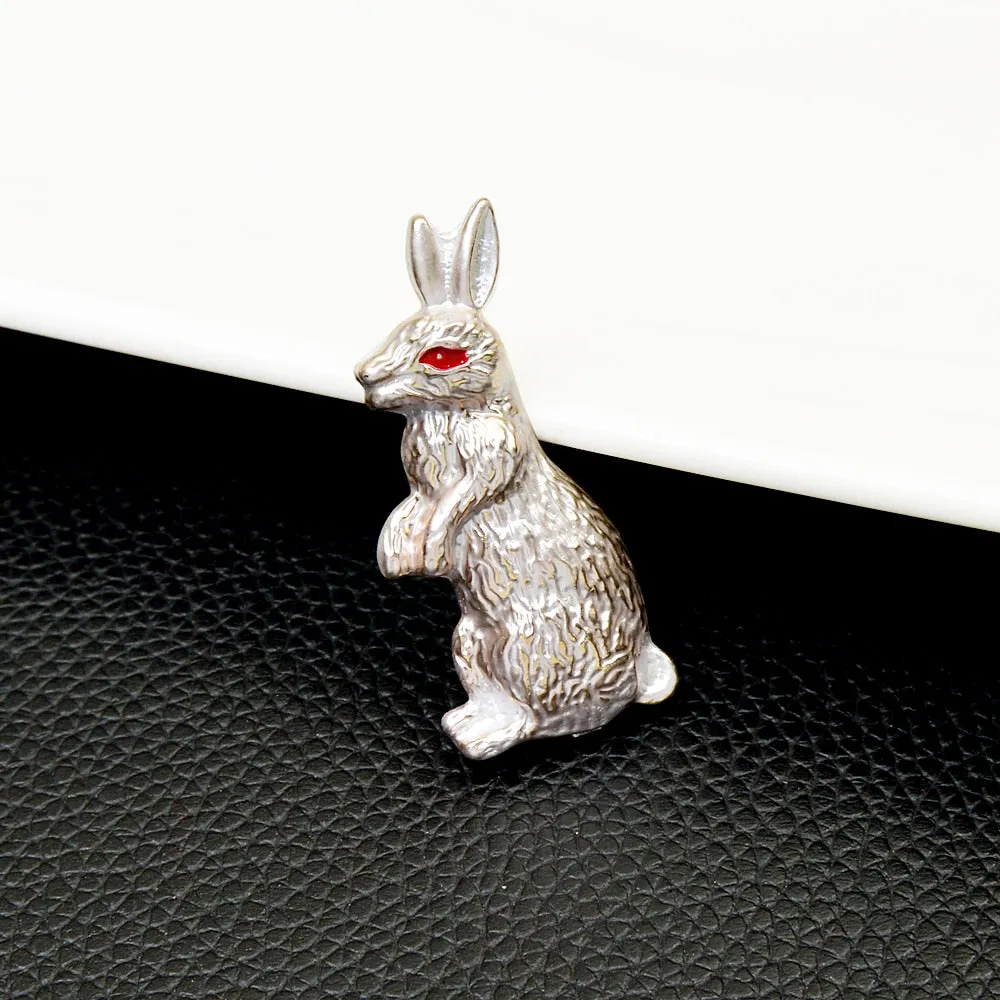 Cute White Rabbit Pin Brooches For Women Zodia Animal Jewelry
