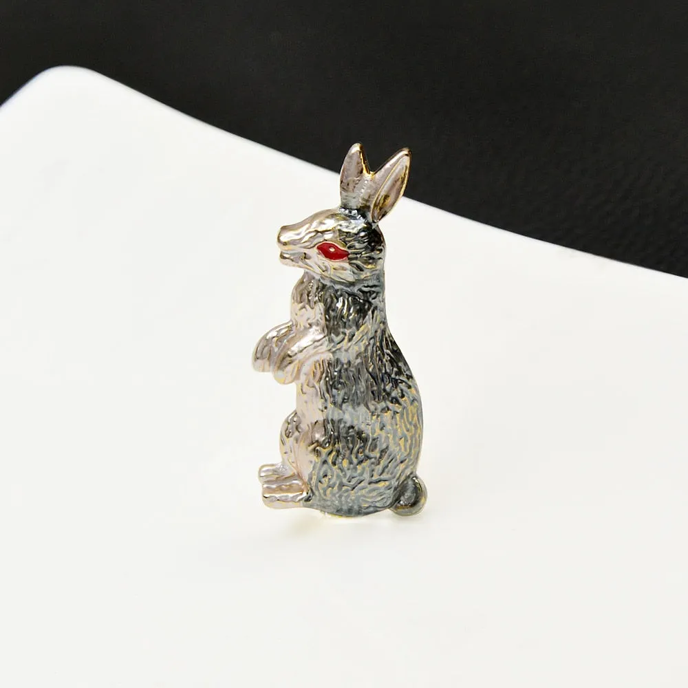 Cute White Rabbit Pin Brooches For Women Zodia Animal Jewelry