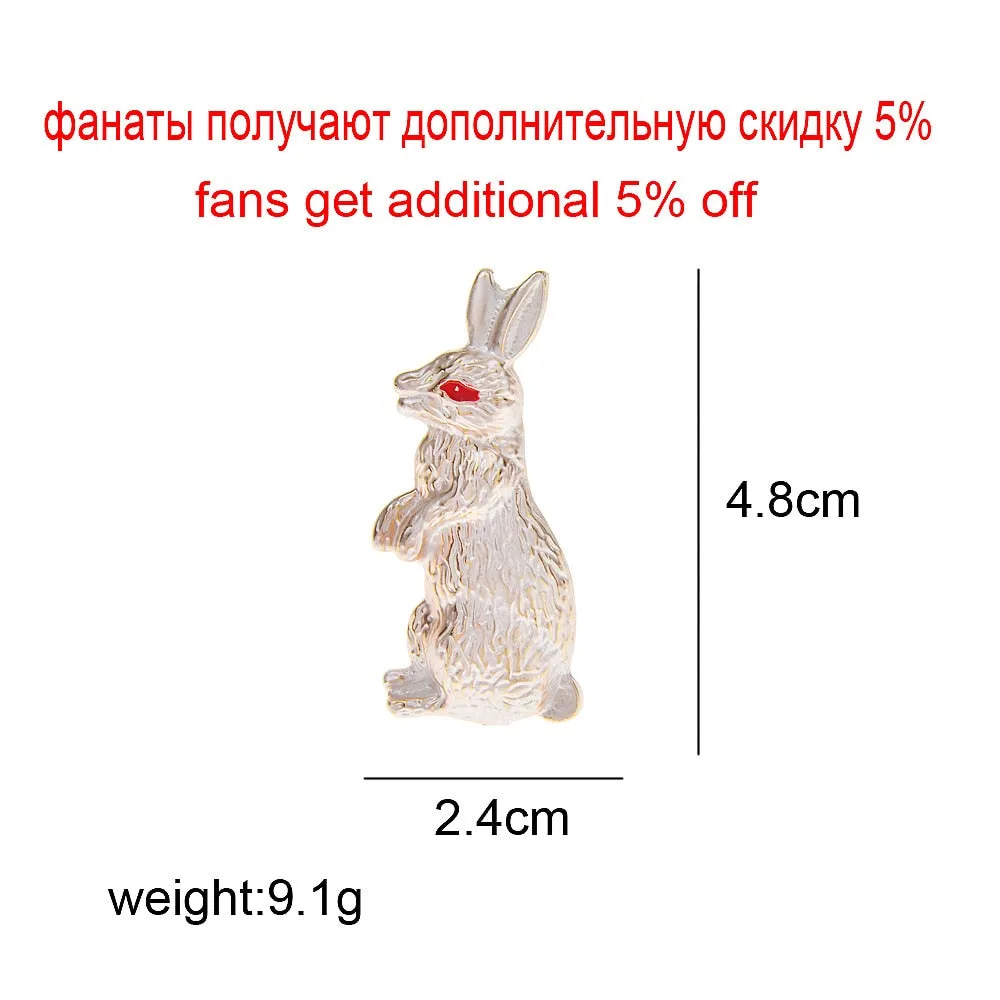 Cute White Rabbit Pin Brooches For Women Zodia Animal Jewelry