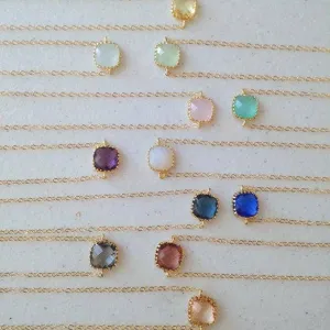 Dainty Framed Crystals - Necklace *Multiple Colors*