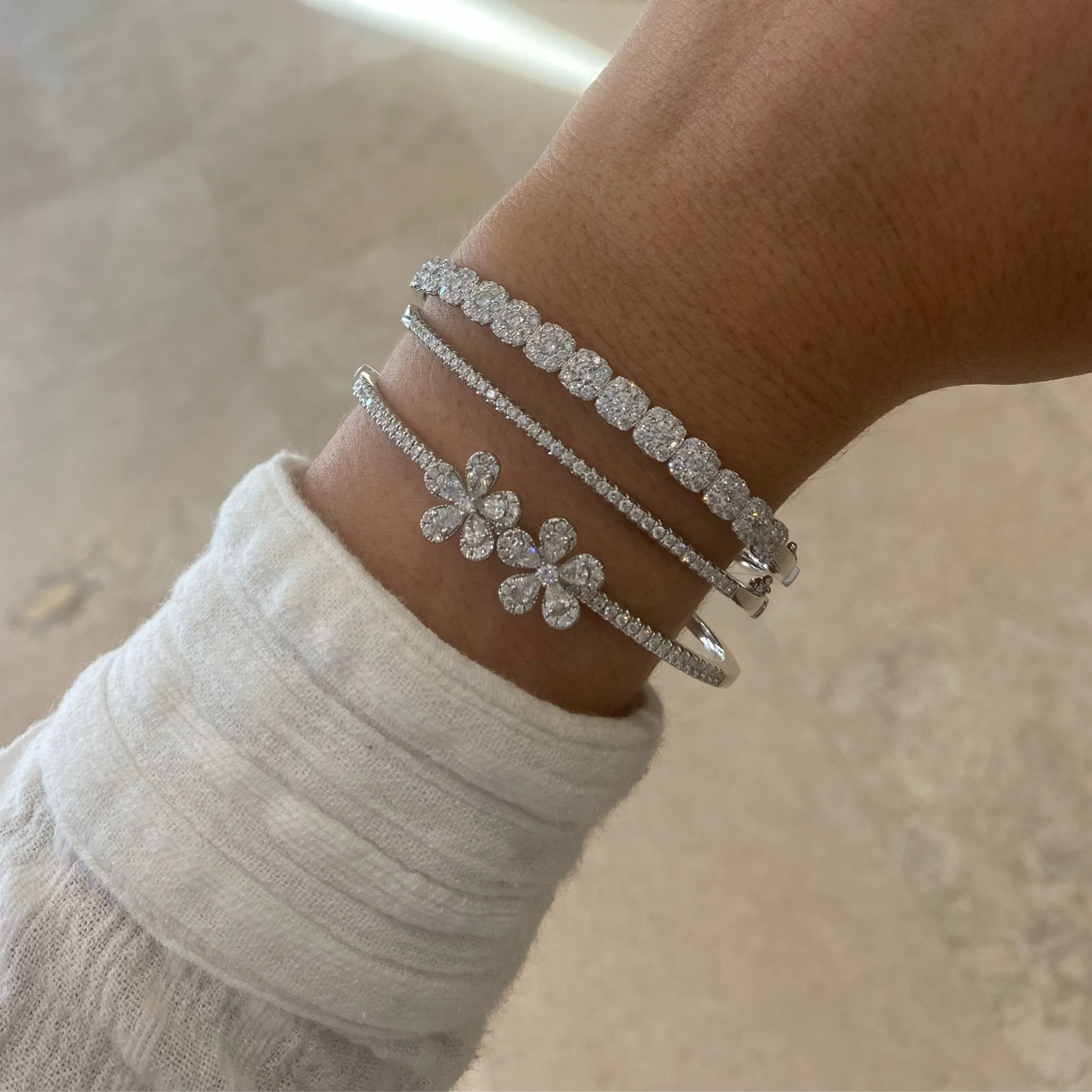 Diamond Double Flower Bangle