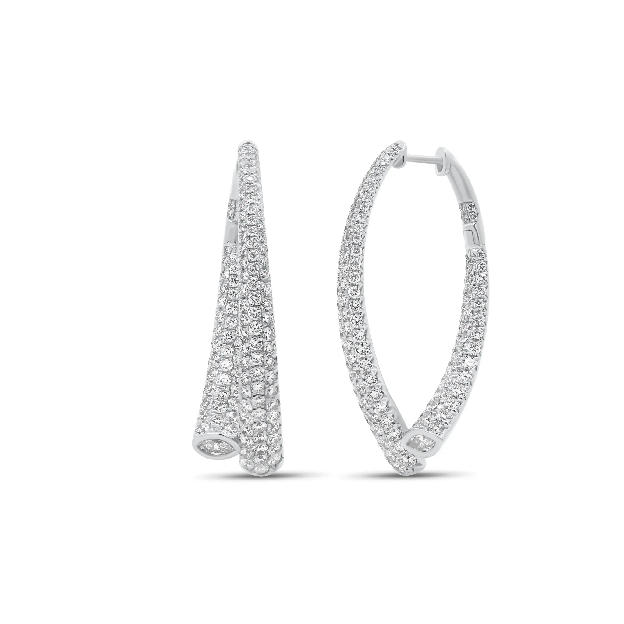 Diamond Interior & Exterior Abstract Hoop Earrings