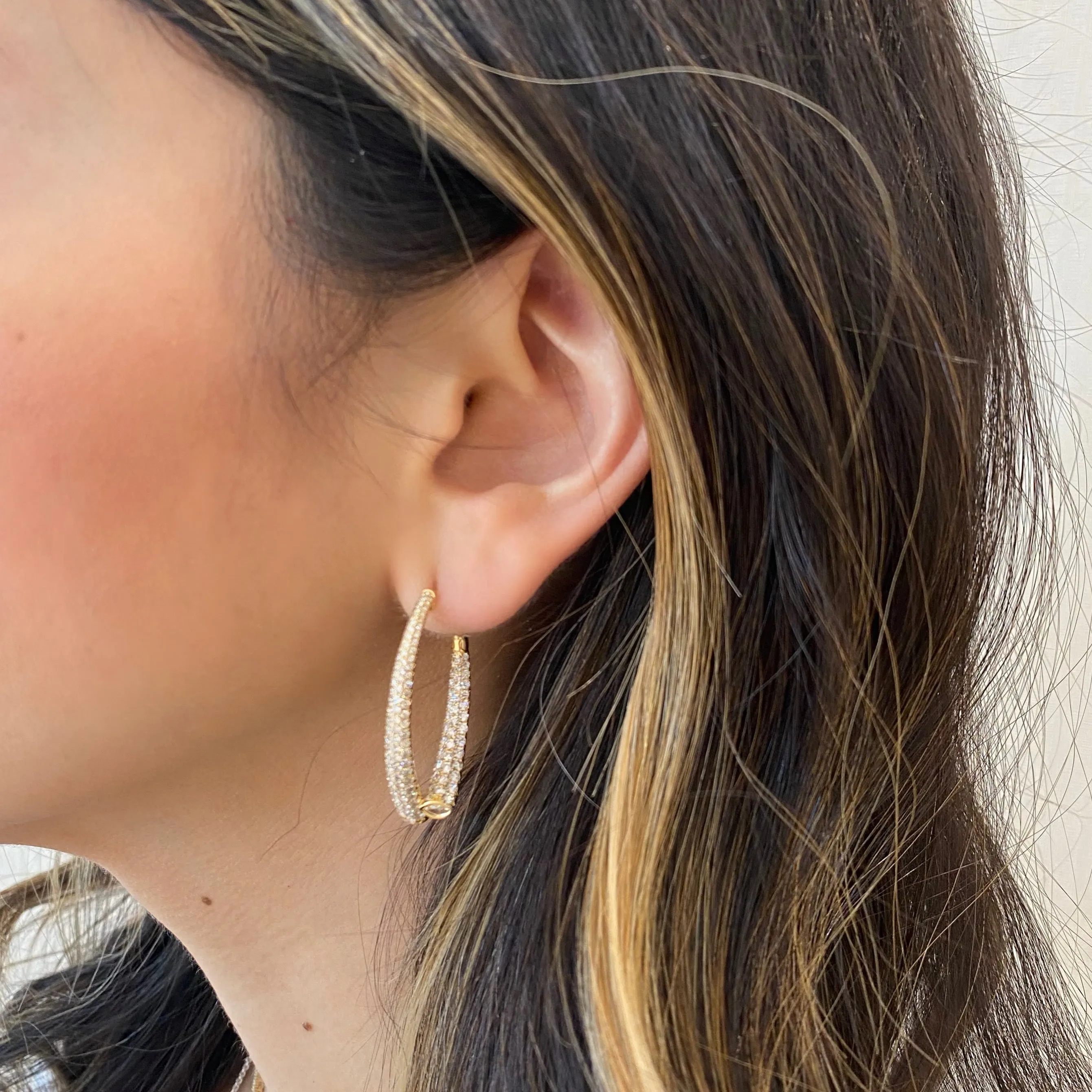 Diamond Interior & Exterior Abstract Hoop Earrings