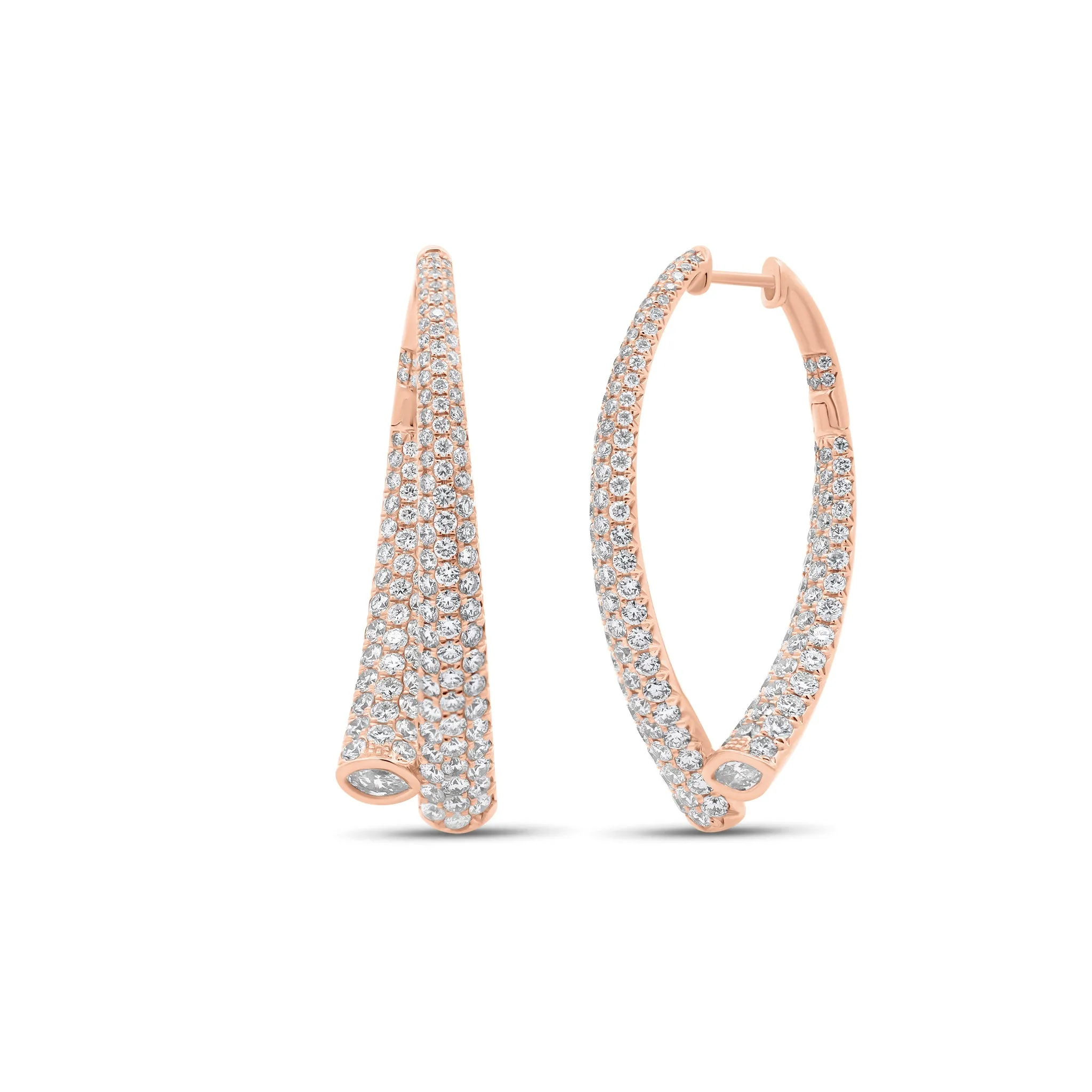 Diamond Interior & Exterior Abstract Hoop Earrings