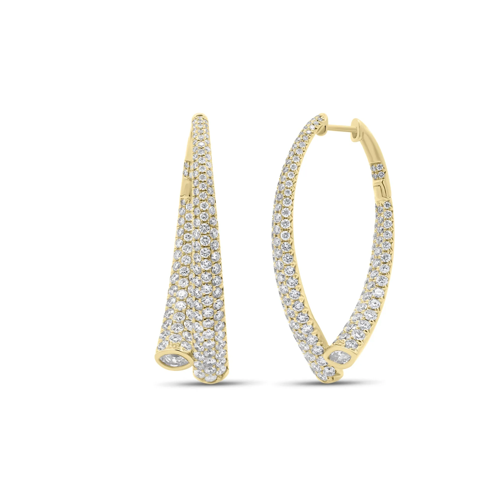 Diamond Interior & Exterior Abstract Hoop Earrings