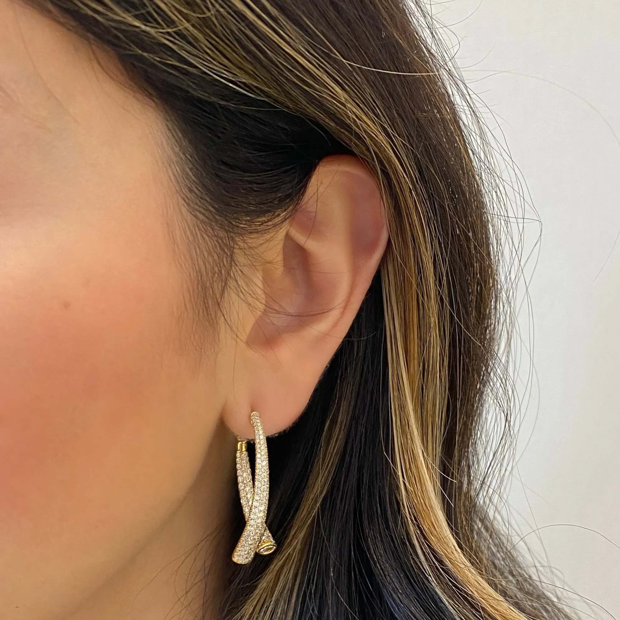 Diamond Interior & Exterior Abstract Hoop Earrings