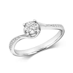 Diamond Jewellery 9ct Illusion Solitaire White Gold Rings RD667W