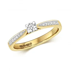 Diamond Jewellery 9ct Solitaire Set Shoulders Gold Rings RD626