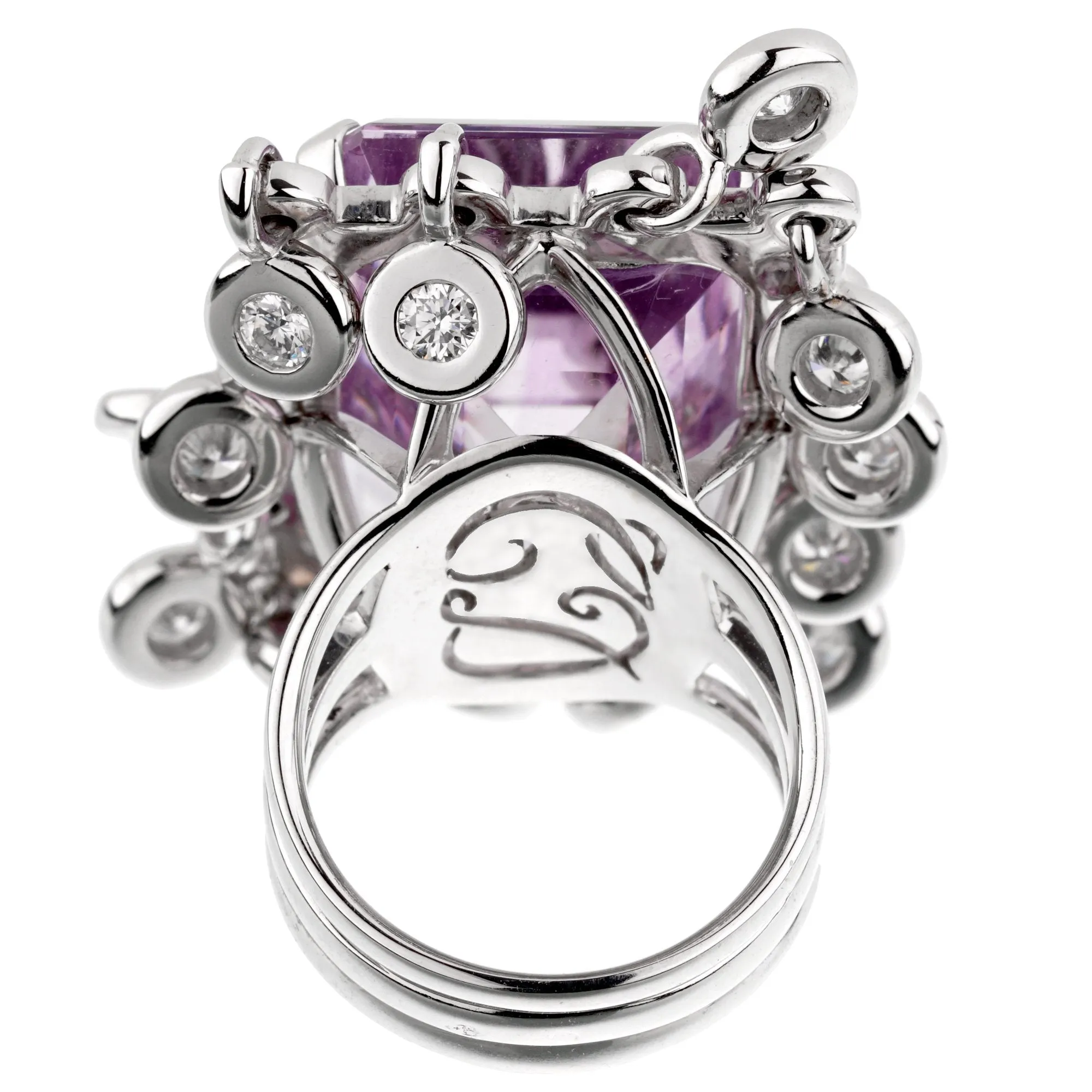 Dior Emerald Cut Amethyst Diamond Gold Ring Sz 6 1/2