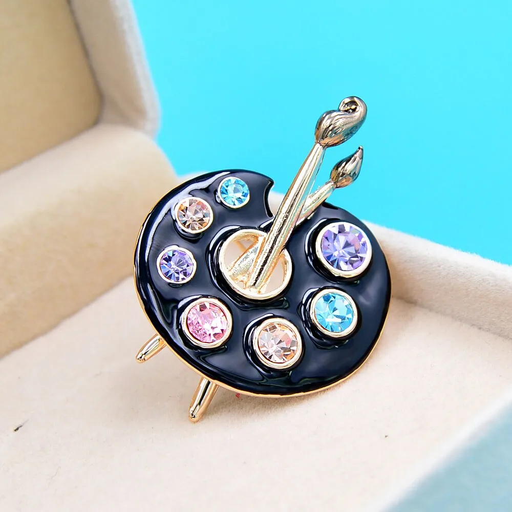 Draw Palette Brooch Creative Rhinestone Pins Women And Men