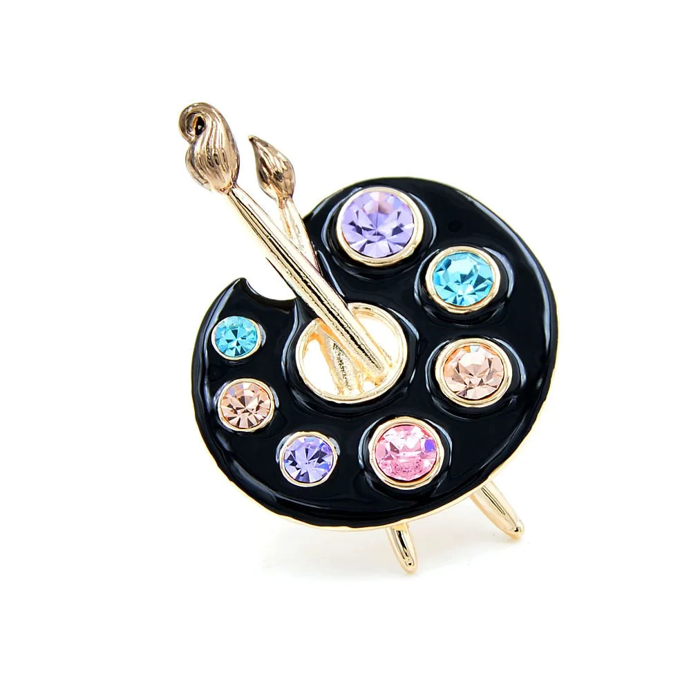 Draw Palette Brooch Creative Rhinestone Pins Women And Men
