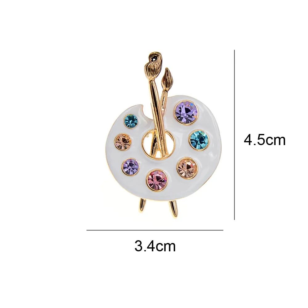 Draw Palette Brooch Creative Rhinestone Pins Women And Men