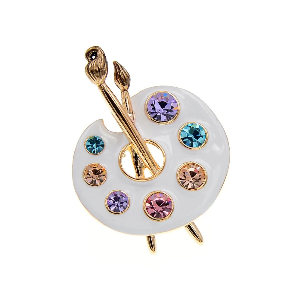 Draw Palette Brooch Creative Rhinestone Pins Women And Men