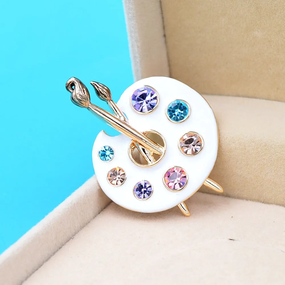 Draw Palette Brooch Creative Rhinestone Pins Women And Men