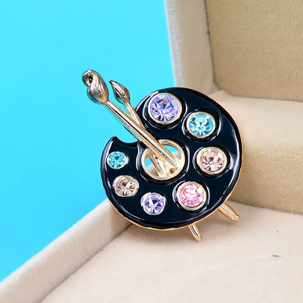 Draw Palette Brooch Creative Rhinestone Pins Women And Men