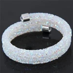 Dual Layer White Rhinestone Bangle
