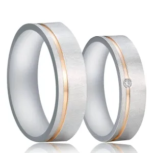 Elegant Created Diamond Mass Brushed Rose Gold Stripe Wedding Band