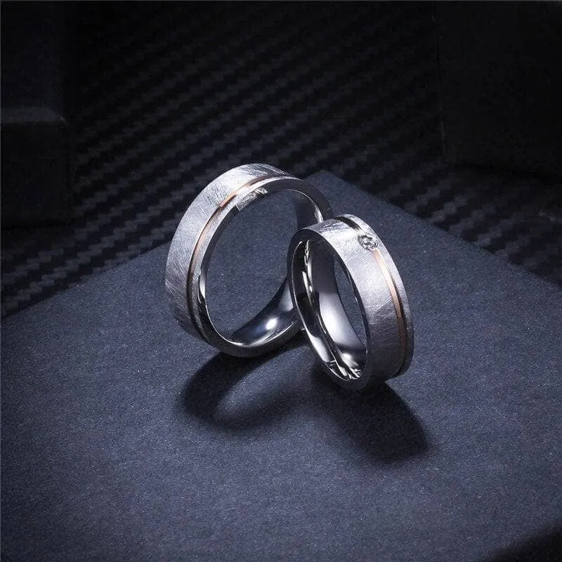 Elegant Created Diamond Mass Brushed Rose Gold Stripe Wedding Band