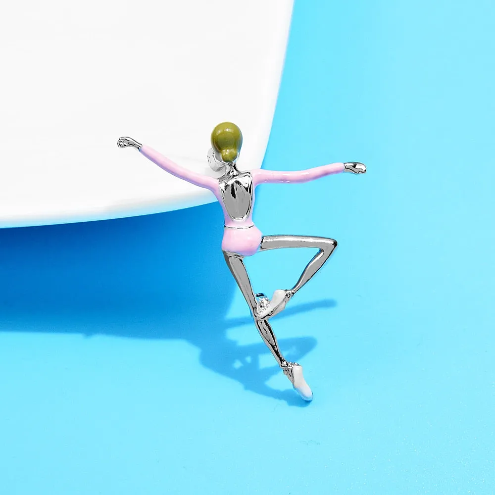 Enamel Dance Ballet Girl Brooches For Women