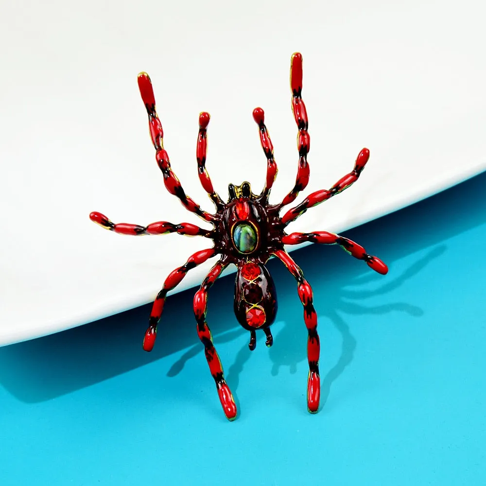 Enamel Large Poisonous Spider Brooch