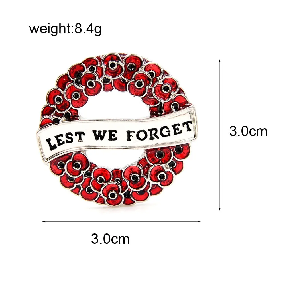 Enamel Poppy Flower Brooches For Women Red