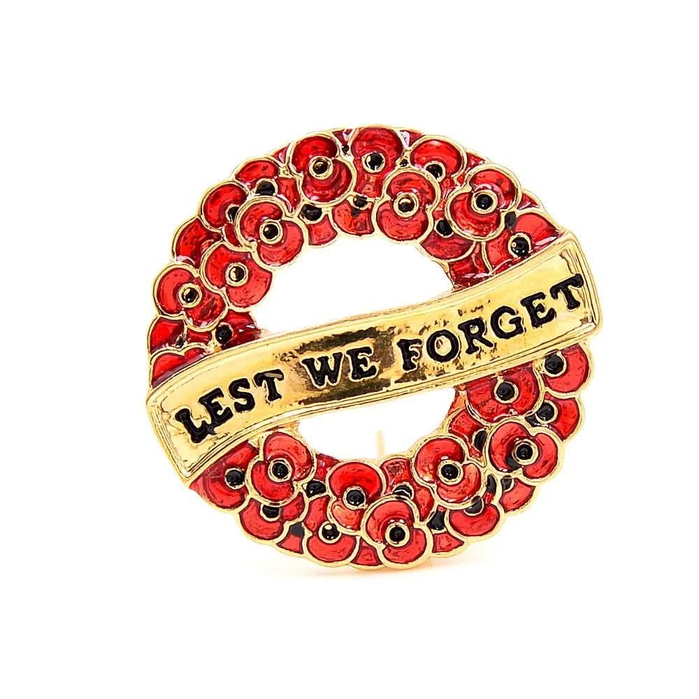 Enamel Poppy Flower Brooches For Women Red