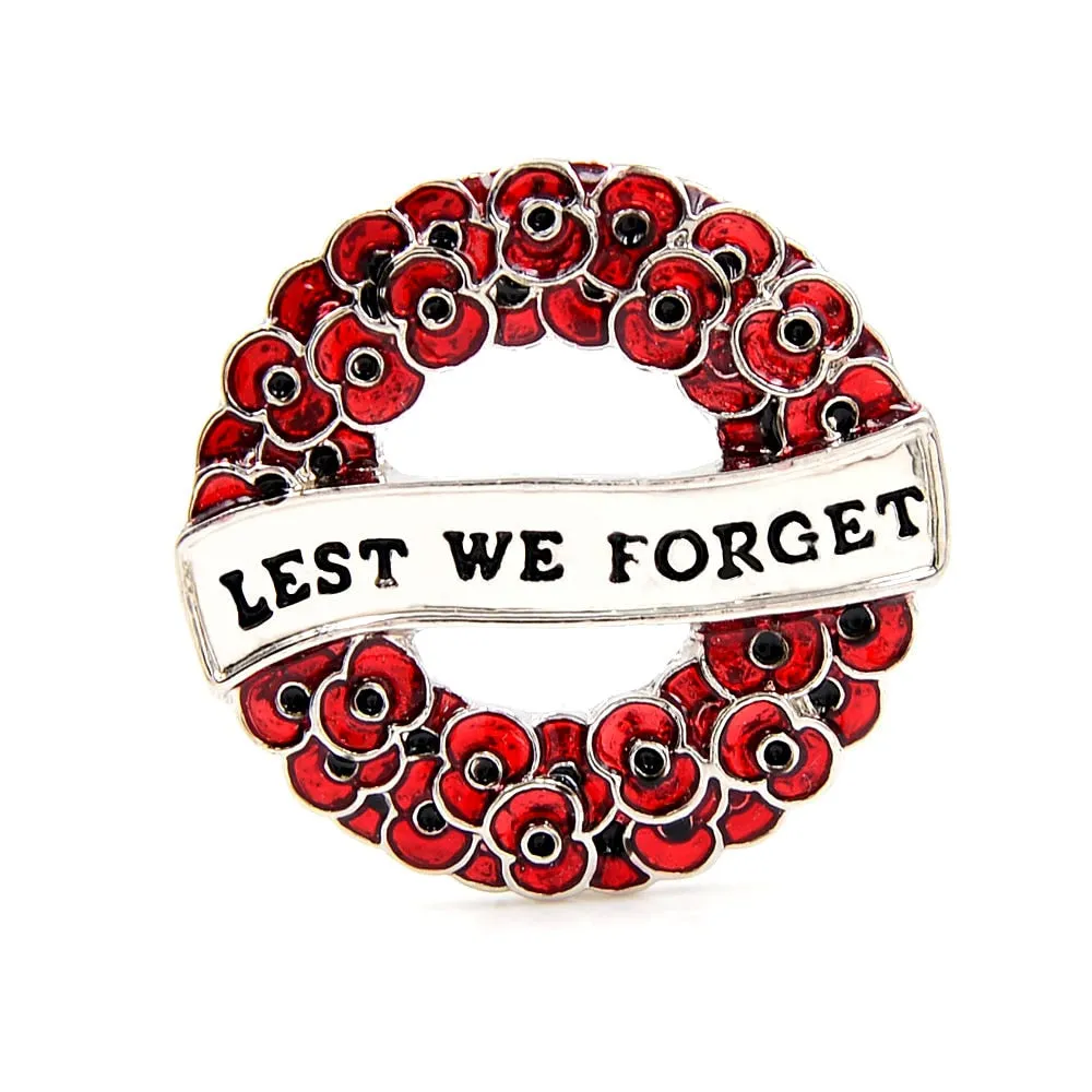 Enamel Poppy Flower Brooches For Women Red