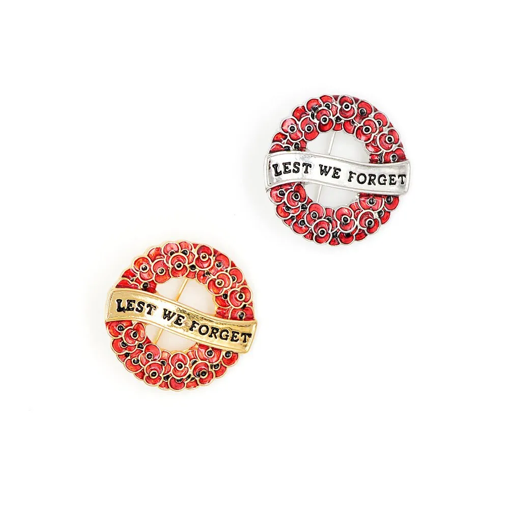Enamel Poppy Flower Brooches For Women Red