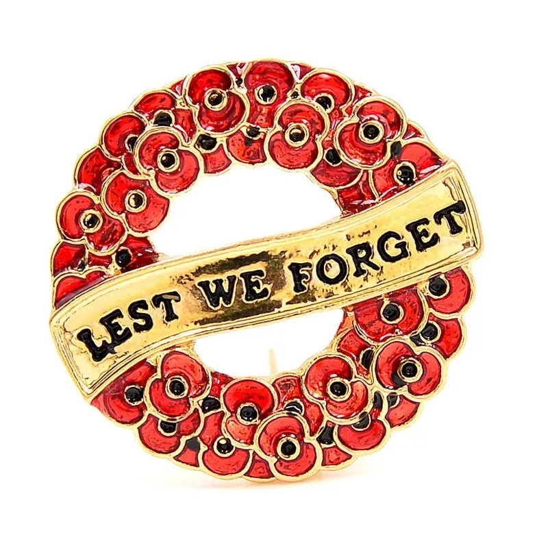 Enamel Poppy Flower Brooches For Women Red