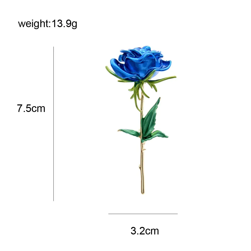 Enamel Rose Brooches For Women