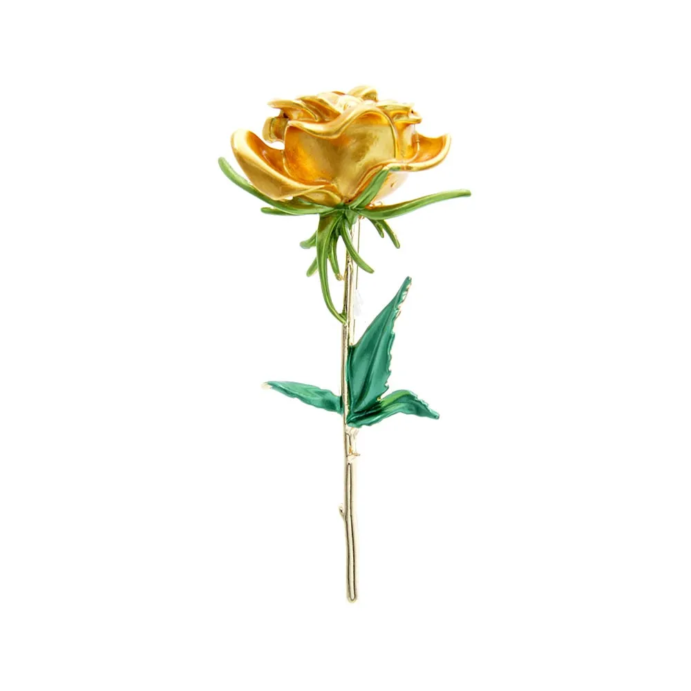 Enamel Rose Brooches For Women