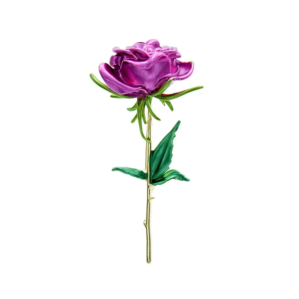 Enamel Rose Brooches For Women