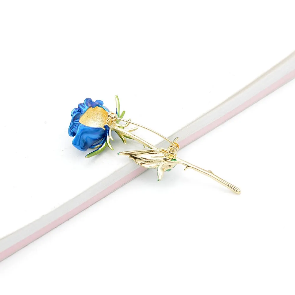 Enamel Rose Brooches For Women